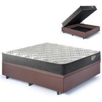 Cama Box Baú Casal Reforçado + Colchão Mola Ensacada Ecoflex