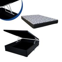 Cama Box Baú Casal Resistence Suede Preto + Colchão Casal Resistence Espuma D33 Com EPS 16x138x188 Cama Box Baú Casal Resistence Suede Preto + Colchão Casal Resistence Espuma D33 Com EPS 16x138x188