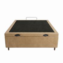Cama Box Bau Casal Sintetico Bege 138x188x35 - FA Elegante