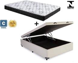 Cama Box Baú Casal Sintético Bege + Colchão Casal Espuma D33 Com EPS 30x138x188 Cama Box Baú Casal Sintético Bege + Colchão Casal Espuma D33 Com EPS 30x138x188