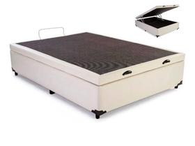 Cama Box Baú Casal, Sintético Bege