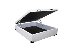 Cama Box Baú Casal Sintético Branco com Colchão Espuma D33 Marrocos 30cm