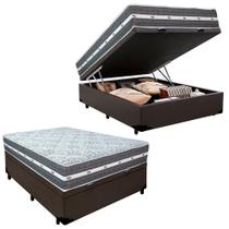 Cama Box Baú Casal Sintético + Colchão Anjos Black Graphite Molas Ensacadas 138cm Suporta Até 120 Kg Por Pessoa Cor:marr Cama Box Baú Casal Sintético + Colchão Anjos Black Graphite Molas Ensacadas 138cm Suporta Até 120 Kg Por Pessoa Cor:marr
