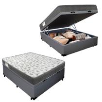 Cama Box Baú Casal Sintético + Colchão De Espuma D33 - Sereneprime - 138cm cinza