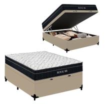 Cama Box Baú Casal Sintético + Colchão Molas Ensacadas Royal Sleep Royal Air 138cm - Suporta Até 150 Kg Por Pessoa Cama Box Baú Casal Sintético + Colchão Molas Ensacadas Royal Sleep Royal Air 138cm - Suporta Até 150 Kg Por Pessoa