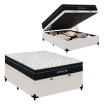 Cama Box Baú Casal Sintético + Colchão Molas Ensacadas Royal Sleep Royal Air 138x188x67