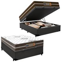 Cama Box Baú Casal Sintético + Colchão Molas Ensacadas Texas Prime Colchões 138cm - Suporta Até 120 Kg Por Pessoa Cama Box Baú Casal Sintético + Colchão Molas Ensacadas Texas Prime Colchões 138cm - Suporta Até 120 Kg Por Pessoa
