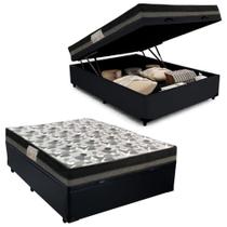 Cama Box Baú Casal Sintético + Colchão Ortobom Iso Dupla Face 60X138X188 Preto Cama Box Baú Casal Sintético + Colchão Ortobom Iso Dupla Face 60X138X188 Preto