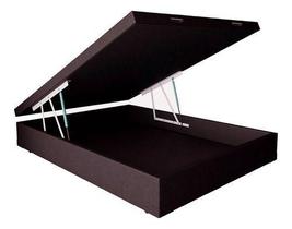 Cama Box Baú Casal Sintético Marrom 38x138x188 Cama Box Baú Casal Sintético Marrom 38x138x188