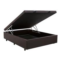 Cama Box Baú Casal Sintético Marrom 42x138x188 Cama Box Baú Casal Sintético Marrom 42x138x188