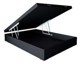 Cama Box Baú Casal Sintético Preto 138x188