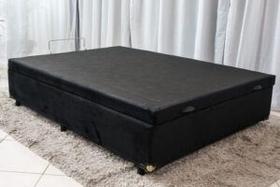 Cama Box Baú Casal Sintético Preto 38x138x188