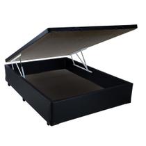 Cama Box Baú Casal Sintético Preto 38x138x188