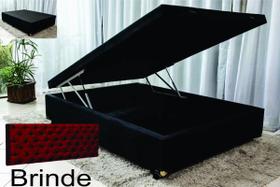 Cama Box Baú Casal Sintético Preto 38x138x188