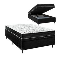 Cama Box Baú Casal Sintético Preto Colchão de Espuma Semi Ortopédica Extra Firme 80kg Cama Box Baú Casal Sintético Preto Colchão de Espuma Semi Ortopédica Extra Firme 80kg