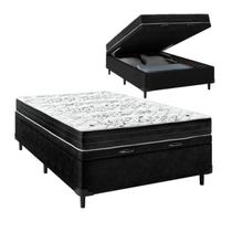 Cama Box Baú Casal Sintético Preto Colchão de Espuma Semi Ortopédica Extra Firme 80kg Cama Box Baú Casal Sintético Preto Colchão de Espuma Semi Ortopédica Extra Firme 80kg