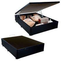 Cama Box Baú Casal Sintético Serene Preto 138x188x44