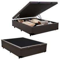 Cama Box Baú Casal Sintético SerenePrime Marrom 138x188x44 Cama Box Baú Casal Sintético SerenePrime Marrom 138x188x44