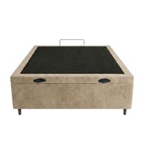 Cama Box Bau Casal Suede Bege 138x188x35