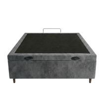 Cama Box Bau Casal Suede Cinza 138x188x35 - FA Elegante