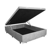 Cama Box Baú Casal Suede Cinza 39x138x188 Cama Box Baú Casal Suede Cinza 39x138x188