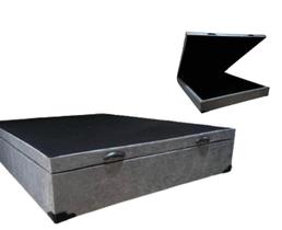 Cama Box Baú Casal, Suede Cinza