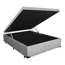 Cama Box Baú casal Suede cinza