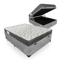 Cama Box Baú Casal Suede + Colchão De Espuma D33 - Serene - 138cm Cinza Cama Box Baú Casal Suede + Colchão De Espuma D33 - Serene - 138cm Cinza
