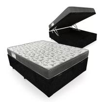 Cama Box Baú Casal Suede + Colchão De Espuma D33 - SerenePrime - 138cm Preto Cama Box Baú Casal Suede + Colchão De Espuma D33 - SerenePrime - 138cm Preto