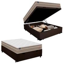 Cama Box Baú Casal Suede + Colchão Lis Molas Ensacadas Plumatex 138x188x64cm Cor:marrom Cama Box Baú Casal Suede + Colchão Lis Molas Ensacadas Plumatex 138x188x64cm Cor:marrom