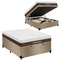 Cama Box Baú Casal Suede + Colchão Molas Ensacadas Royal Sleep Elegance 138x188x72 Cama Box Baú Casal Suede + Colchão Molas Ensacadas Royal Sleep Elegance 138x188x72
