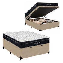 Cama Box Baú Casal Suede + Colchão Molas Ensacadas Royal Sleep Royal Air 138x188x67 Cama Box Baú Casal Suede + Colchão Molas Ensacadas Royal Sleep Royal Air 138x188x67