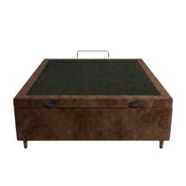Cama Box Bau Casal Suede Marrom 138x188x35