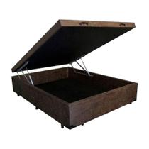 Cama Box Baú Casal Suede Marrom 42x138x188