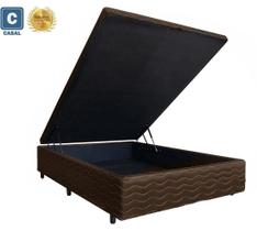 Cama Box Baú Casal Suede Marrom Basic 138x188x34x20interno