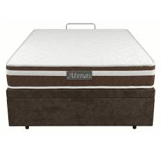 Cama Box Bau Casal Suede Marrom + Colchão Atenas Molas Ensacadas - Comfort Prime