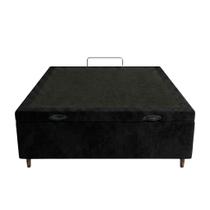 Cama Box Bau Casal Suede Preto 138x188x35 - Santo Box