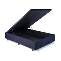 Cama Box Baú Casal Suede Preto 138x188x42cm com Pistão a Gás