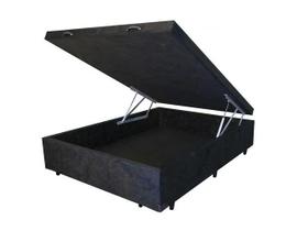Cama Box Baú Casal Suede Preto 39x138x188