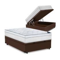 Cama Box Baú Casal Tecido Sintético Marrom Com Colchão 138 Toronto Molas Ensacadas D33 32cm Cama Box Baú Casal Tecido Sintético Marrom Com Colchão 138 Toronto Molas Ensacadas D33 32cm