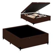 Cama Box Baú Casal Turca Sintético Marrom 138x188x41 Cama Box Baú Casal Turca Sintético Marrom 138x188x41
