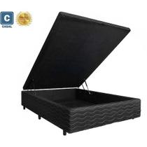 Cama Box Baú Casal Universal AColchões Matelado Preto 41x138x188 Cama Box Baú Casal Universal AColchões Matelado Preto 41x138x188