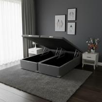 Cama Box Baú Castor Queen Vellus Cinza 158x198x35cm Cama Box Baú Castor Queen Vellus Cinza 158x198x35cm