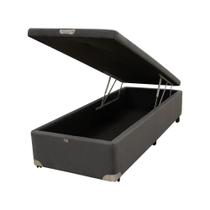 Cama Box Baú Castor Solteiro Vellus Cinza 120x203x35cm