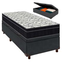 Cama Box Bau Cinza + Colchão Solteiro Airtech 150 Ortobom Cama Box Bau Cinza + Colchão Solteiro Airtech 150 Ortobom