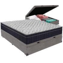 Cama Box Baú Cinza e Colchão Airtech 150 Espuma D45 Casal Ortobom Cama Box Baú Cinza e Colchão Airtech 150 Espuma D45 Casal Ortobom