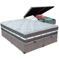 Cama Box Baú Cinza E Colchão Black Graphite Molas Ensacadas King 193x203x32 Anjos