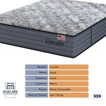 Cama Box Baú Cinza e Colchão Casal Lincoln Molas Ensacadas Sealy