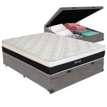 Cama Box Baú Cinza e Colchão Dallas Molas Ensacadas Viúvo V-Store 128x188x20