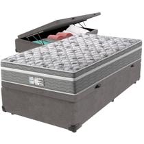Cama Box Baú Cinza e Colchão Evolution Molas Ensacadas Solteiro Probel